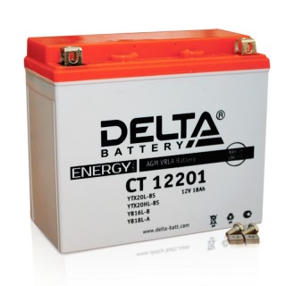 Аккумулятор 12В20Ач DELTA CT12201 (YTX20L-BS) (кислотн, герметичный) (обратн полярн) (175*86*155мм)