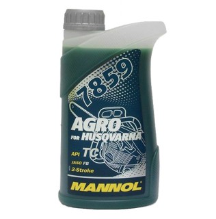 Масло MANNOL AGRO for Husqvarna API TC JASO FB (1л) 2-х тактное, синтетическое, синее 7859