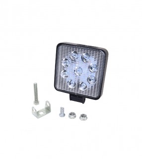 Фара светодиодная 27W 9 диодов SMD, 25мм квадратный металлический корпус, ближний свет (Flood)